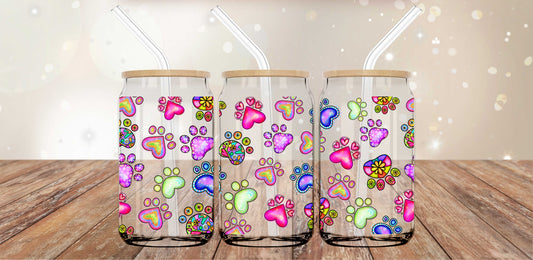 Colorful Paw Prints- UVDTF Print