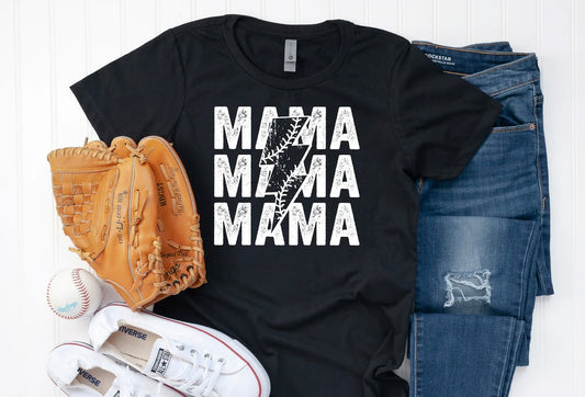 Baseball Mama Lightening Bolt-Screen Print